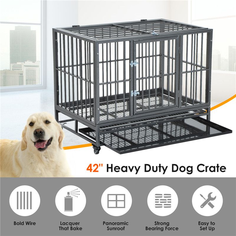 Steel Dog Heavey Duty Drop Cage Metal Black Tall Dog Playpen Crate